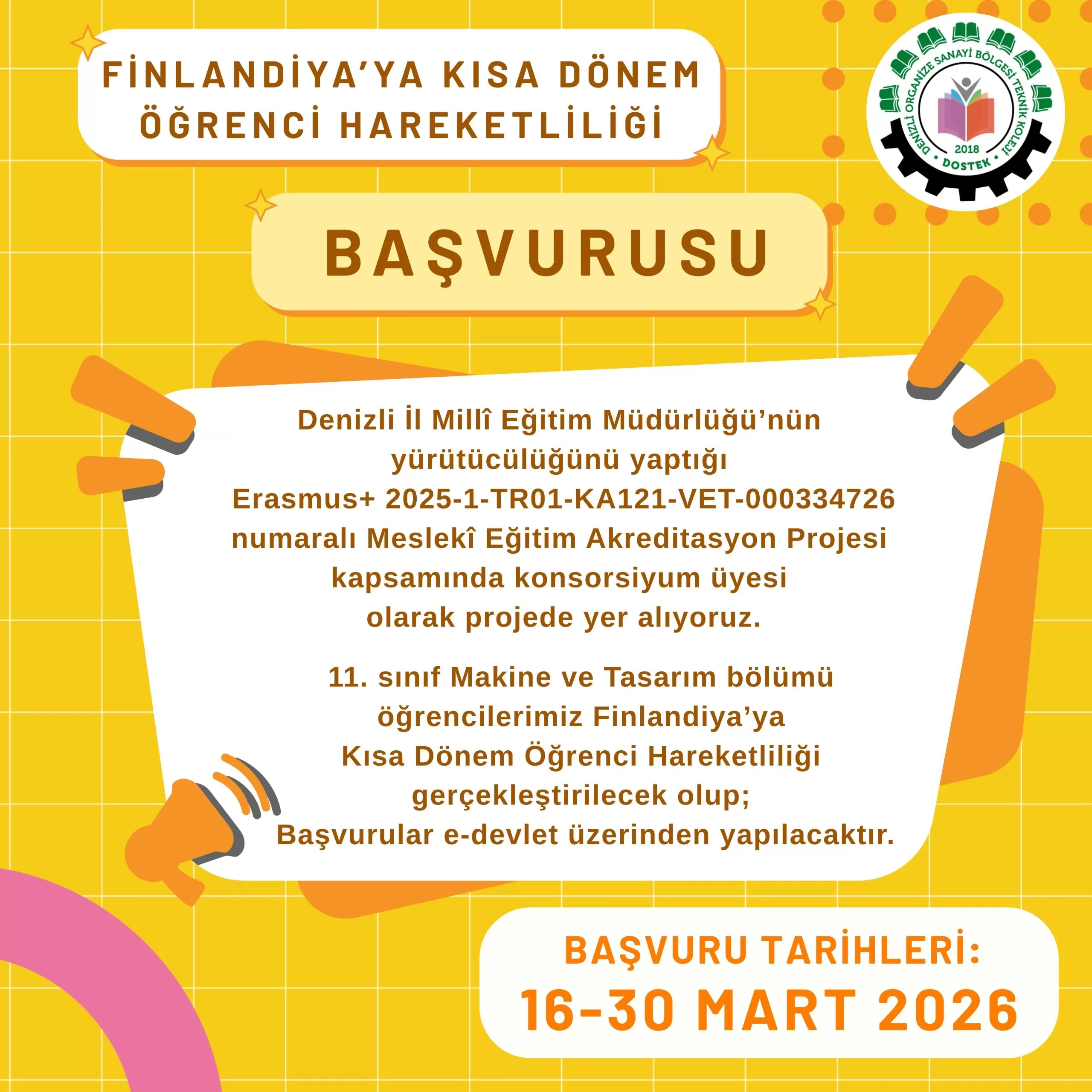 Erasmus+ Programı Finlandiya Kısa Dönem Staj Hareketliliği Başvurusu Tarihleri Açıklandı