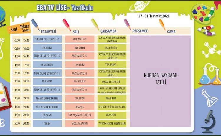 27-31 Temmuz Eba Yaz Okulu Program Akışı