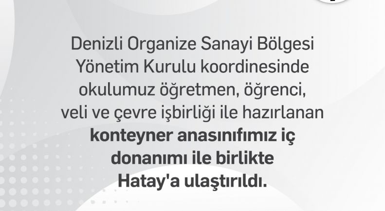 Konteyner Anasınıfımız Hatay'a Ulaştı