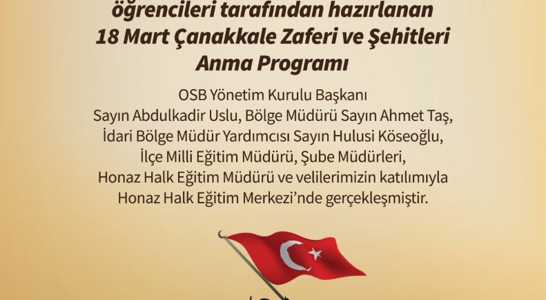 18 Mart Çanakkale Zaferi ve Şehitlerini Anma Günü Programı Gerçekleştirildi!