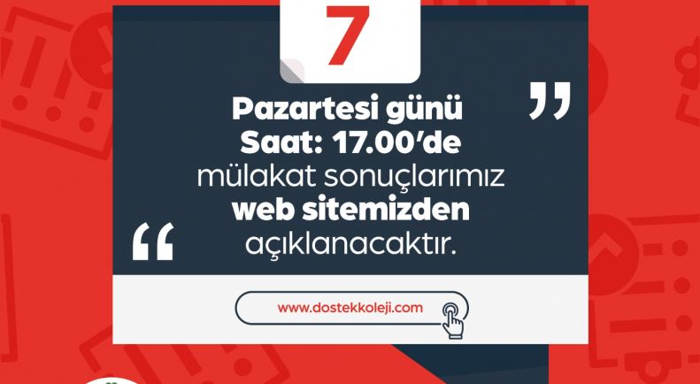 Mülakat Sonuçlarımız Bugün Saat 17.00'de Açıklanacaktır!