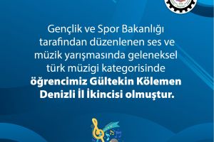 Ses ve Müzik Yarışmasında Öğrencimiz Gültekin Kölemen İl İkincisi Oldu!