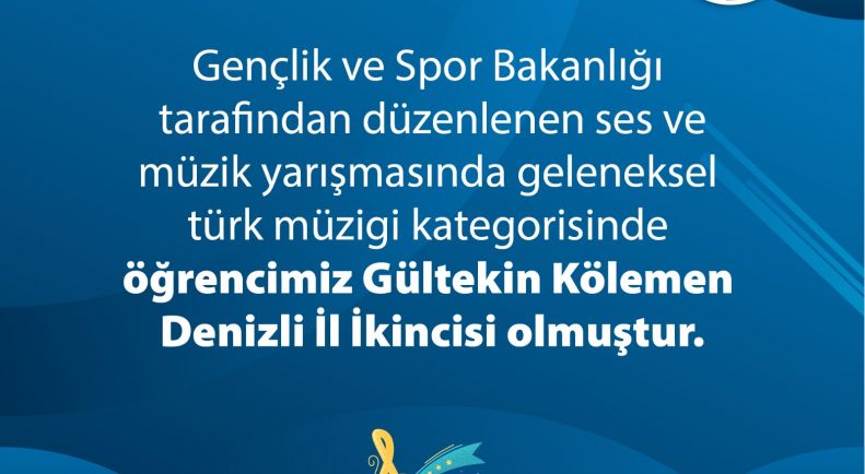 Ses ve Müzik Yarışmasında Öğrencimiz Gültekin Kölemen İl İkincisi Oldu!