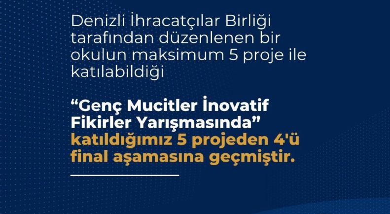 DENİB İnovatif Fikirler Yarışmasına Katıldığımız 5 projenin 4 ü İle Finaldeyiz