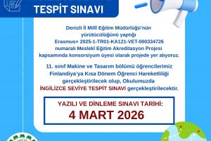 Erasmus Programı İngilizce Seviye Belirleme Sınavı Duyurusu